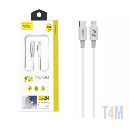 Foneng Fast Data Cable X31 Type C to Lightning PD 20W 2M 3A White